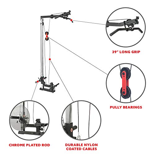 Sunny Health & Fitness Power Zone Strength Rack Power Cage - 1000 LB Weight Capacity, Spotter Bar, Angled Pull-Up Bar, J-Hooks, Resistance Band Pins, Optional LAT Pull Down - style: Lat Pull Down Attachment