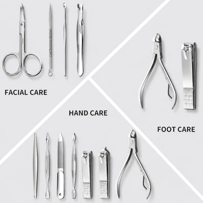 ZIZZON Nail Clippers Kit Manicure Pedicure Set with Holographic Case(Pink) | 12-Piece Set with Thicker Steel, Precision-ground Cutting Edges, and Smooth-finished Tools for Clean, Precise Trimming. - color: Pink