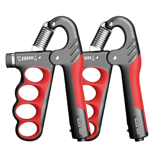 Grip Strength Trainer, 5-100KG (11-220 LB) Adjustable Resistance Forearm Hand Gripper Strengthener with Counter, Hand Wrist Exercise Workout Equipment for Home/Office Gym - color: Red