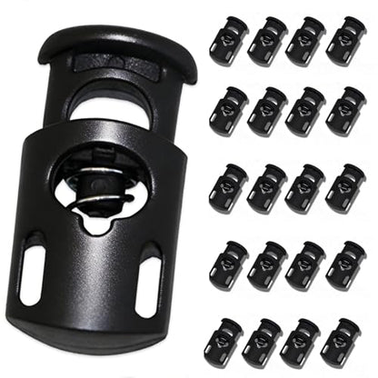 Hovesty 20 PCS Cord Locks for Drawstrings, Spring Rope Clips and Shoe Lace Locks, Paracord Toggle Stoppers for Clothing, Bags and Strings