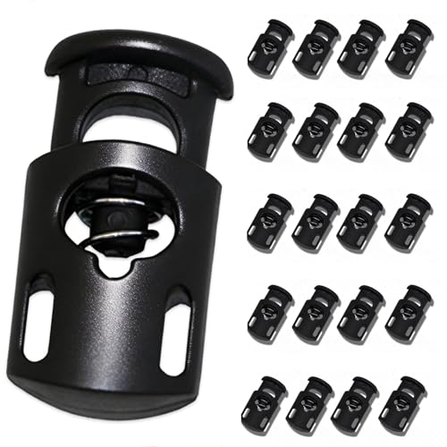 Hovesty 20 PCS Cord Locks for Drawstrings, Spring Rope Clips and Shoe Lace Locks, Paracord Toggle Stoppers for Clothing, Bags and Strings