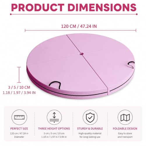 Folding Portable Pole Dance Crash Pad, Fitness Gymnastic Yoga Safety Protection Pad, Round Foldable Aerial Yoga Mat for Pole Dancing, Gymnastics, Aerial Hoop - size: 120*5cm/47.2*2in