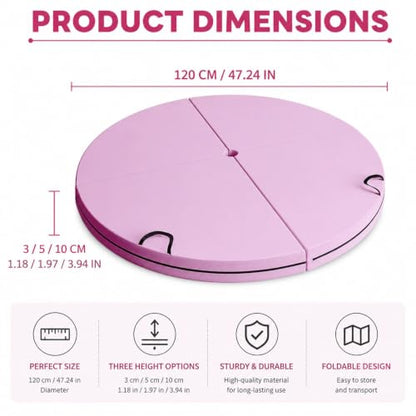 Folding Portable Pole Dance Crash Pad, Fitness Gymnastic Yoga Safety Protection Pad, Round Foldable Aerial Yoga Mat for Pole Dancing, Gymnastics, Aerial Hoop - size: 120*3cm/47.2*1.2in