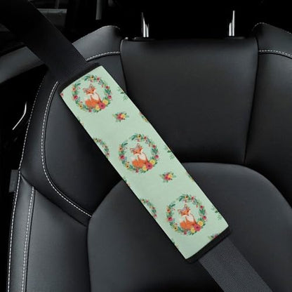 2PCS Flower Fox Print Seat Belt Cover Breathable Seat Belt Cushion for Adults and Children, All Vehicles, Comfortable Driving - color: Pattern 270