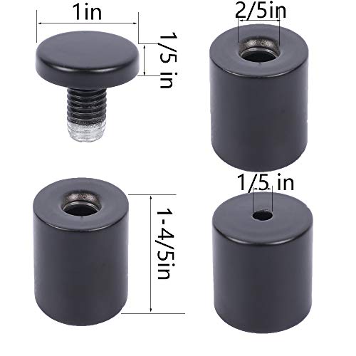 Osring 1 x 2 Inch Sign Standoff Mounting Hardware, Black Screw Standoffs Wall Supporting Acrylic Board, Glass Panel and Plexiglass Picture, 8 Pack - size: 1"x2"