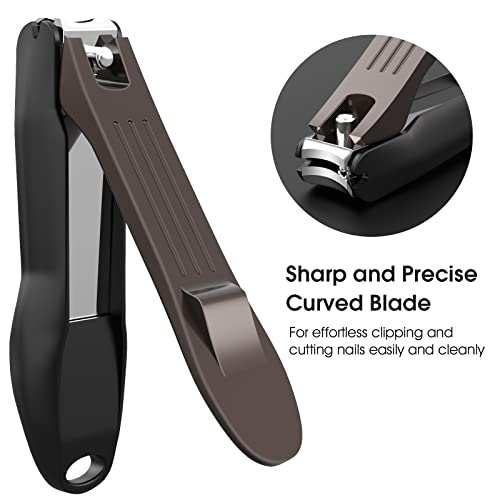GLAMFIELDS Nail Clipper with Catcher, No Splash Fingernail Toenail Clipper Stainless Steel Nail Cutter Nail Trimmer, Good Gift for Men and Women MF-Large/Small （2Pack - size: 2 Pack