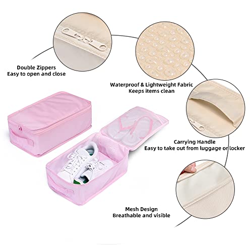 Travel Shoe Bags, Foldable Waterproof Shoe Pouches Organizer-Double Layer (6 Pink Shoe Bags) - color: Pink, size: 6 Packs