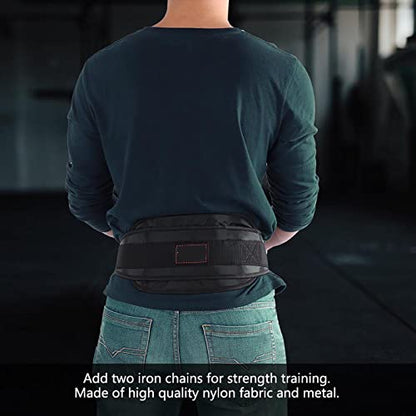 Fitness Drop Weight Dip Belt with 2 Chains Adjustable Nylon Weightlifting Belt for Pull Ups Strength Training