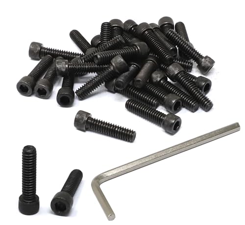 iexcell 25 Pcs 1/4-20 x 1 Alloy Steel 12.9 Grade Hex Socket Head Cap Screws Bolts Kit, Black Oxide Finish - size: 1/4-20 x 1"