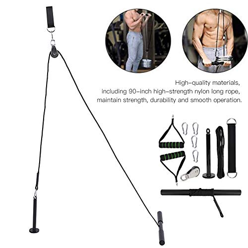 Home Gym Pulley System, Portable Exercise Equipment with 11 Gym Accessories, Home Strength Power Training Device Kit, Biceps, Triceps, Shoulders Back Workout