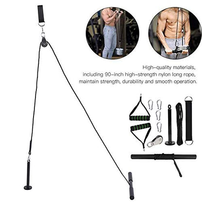 Home Gym Pulley System, Portable Exercise Equipment with 11 Gym Accessories, Home Strength Power Training Device Kit, Biceps, Triceps, Shoulders Back Workout
