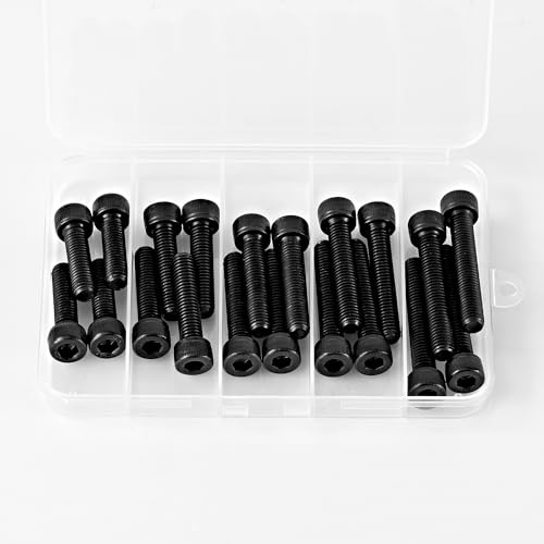 M8 x 30mm 35mm 40mm 45mm 50mm Hex Socket Head Cap Screws Bolts 12.9 Grade Alloy Steel Metric, Black Oxide Finish, Allen Socket Drive, Machine Fully Threaded, Assortment Kit 25PCS - size: M8 x 30/35/40/45/50mm (20PCS)