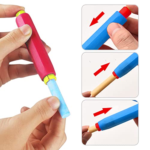 5 Pieces Colorful Plastic Chalk Holders，Blackboard Adjustable Set for Teachers School Office Drawing Board，It protects your hands from direct contact with chalk, 5 Count (Pack of 1)