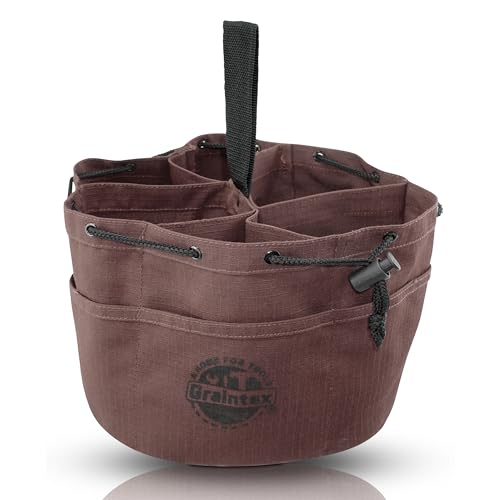 Graintex 18 Pockets Grab Bag Rip-stop Canvas Drawstring Closure, Small Part Organizer Pouch, Small Tools, Screws, Parts, Parachute Tool Bag for Efficient Storage - Coffee Brown - color: Coffee Brown