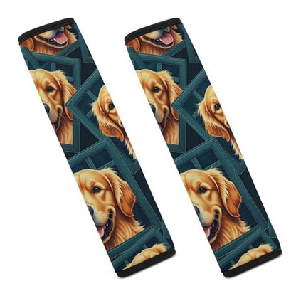 2 Pack Golden Retriever Dog Plaid Car Seat Straps Shoulder Pads Soft Padded Shoulder Harness Cover for Adult Use, Stroller Pushchair High Chair, Pressure Relief - color: Pattern 892