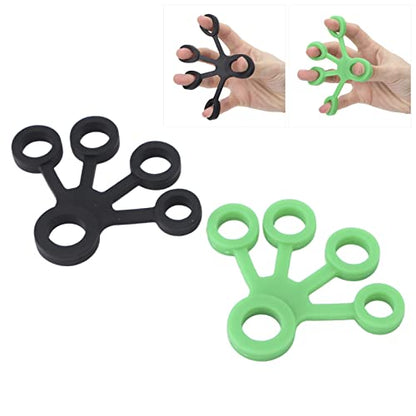 Finger Stretcher Silicone Resistance Bands Hand Strengthener for Finger Grip Exercise Hand Training Office Workers Travelers Dark Green Black 2 Pack 11LB