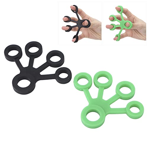 Finger Stretcher Silicone Resistance Bands Hand Strengthener for Finger Grip Exercise Hand Training Office Workers Travelers Dark Green Black 2 Pack 11LB