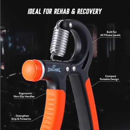 Spalding - Adjustable Hand Grip Strengthener, 22-88 lbs Resistance Hand Gripper for Forearm Wrist Finger Training, Anti Slip Ergonomic Handle Grip Trainer for Home Gym Fitness