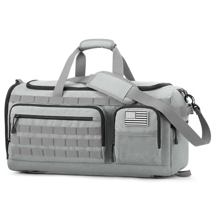 G4Free 3-in-1 Travel Duffle Bag for Men and Women, 50L Large Gym Sports Bags Tactical Military Duffle Backpack with Shoes Compartment and Wet Pocket (Grey) - color: Grey