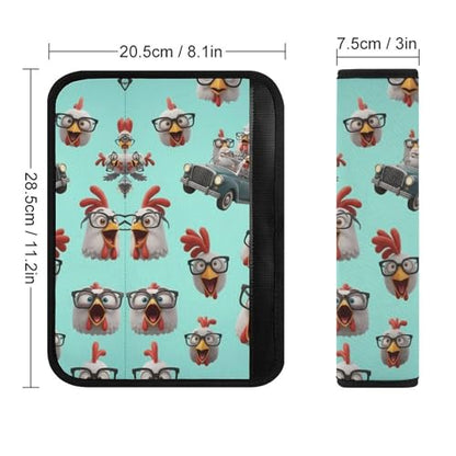 2 Pack Breathable Car Seat Straps Shoulder Pads for Adults and Children, All Vehicles, Cute Chicken Hen Harness Pads Strap, Pressure Relief - color: Pattern 623