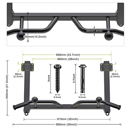 Kipika 32" Ceiling Mounted Pull Up Bar - Heavy Duty, Highly Adjustable, Multifunctional Chin Up Bar - Home Gym System with Punching Bag Hanger and Resistance Bands Training - color: Joist Pull Up Bar with Ball