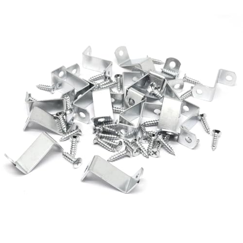 Offset Clips for Picture Framing, Z-Shape Canvas Mounting Clips with Mounting Hole, with Screws (20pcs, 25mm) - size: 25 mm