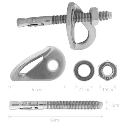 Climbing Holds Anchor Set - 1 PCS - Stainless Steel Bolt Hanger and Bolt Heavy Duty Climbing Holds Weight 2500KG for Indoor Outdoor Climb Train (1, 12MM)
