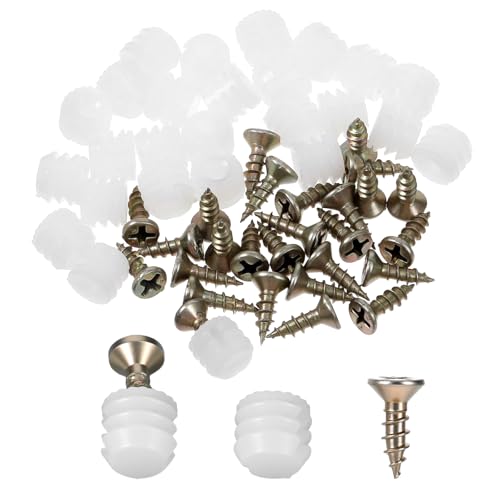 25 Pcs Plastic Dowel Inserts and Mounting Screws for Hinges Plastic Dowels Pre-Inserted Nuts Furniture Fittings for Cabinet Door Connections