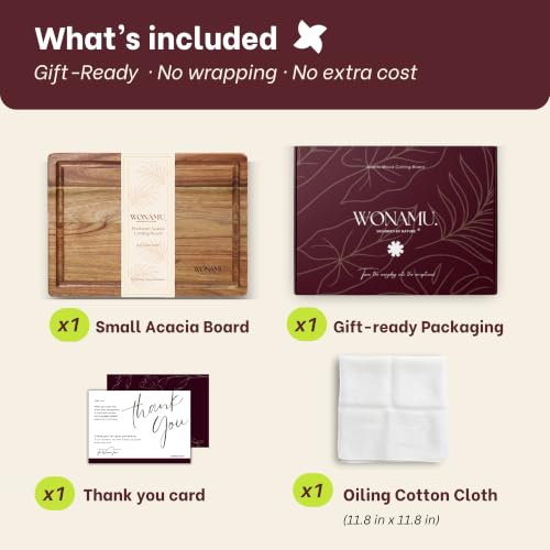 WONAMU Small Acacia Cutting Board Non Toxic – Lightweight, Durable, Perfect for Charcuterie, Serving Snacks & Everyday Kitchen Use, Eco-Friendly Kitchen Essential, Versatile Wooden Tray (Acacia) - color: Acacia