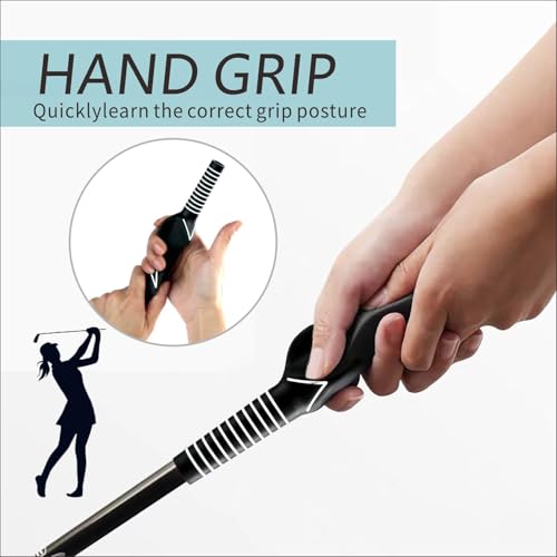 Golf Grip Trainer Right Hand, 2 Pack Golf Training Grip | 10.2in Rubber Grip Trainer for Beginners, Kids Women to Practice Proper Hand Position at Home or Golf Range