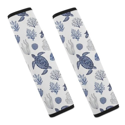 2 Pack Sea Turtle Grass Natural Watercolor Car Seat Straps Shoulder Pads Universal Soft and Comfortable Seat Belt Cushion for Adults and Children, Stroller Pushchair High Chair - color: Pattern 434