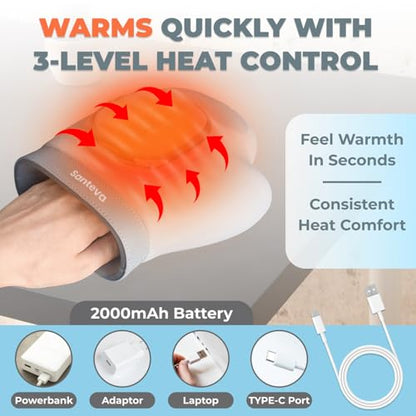 Cordless Hand Massager - with Heat and Compression - for Arthritis and Carpal Tunnel - Wrist Palm and Finger Massager - Deep Tissue Relief - Rechargeable and Portable Gift for Man and Women