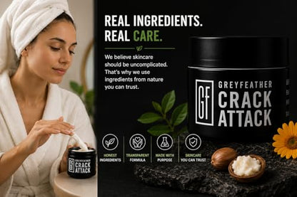 Greyfeather Crack Attack Hand Cream for Dry Cracked Hands – Working Hands Cream Travel Size with Shea Butter & Vitamin E – Non-Greasy Fast Absorbing Intensive Hand Lotion & Moisturizer for Men Women - size: 4 Fl Oz (Pack of 1)