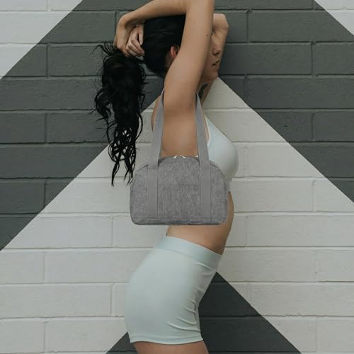 Mini Gym Bag for Women Girls, 12 inch Small Gym Tote, Lightweight Small Carry On Duffle Bag for Travel Sports - color: Grey