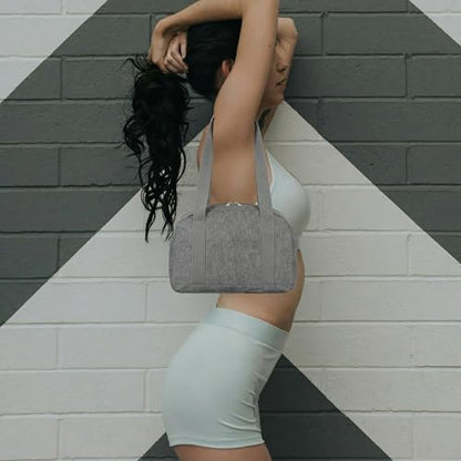 Mini Gym Bag for Women Girls, 12 inch Small Gym Tote, Lightweight Small Carry On Duffle Bag for Travel Sports - color: Grey