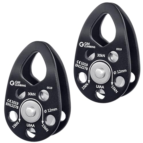 GM CLIMBING Swing Cheek Micro Pulley 30kN CE UIAA Certified - color: Bushing | Black-Pack of 2