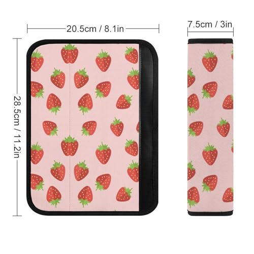 2 Piece Pink Cartoon Strawberry Car Seat Straps Shoulder Pads Universal Fit Automotive Seat Belt Protector for Kids, Car Seats Pushchair Strollers High Chair Pushchair - color: Pattern 831