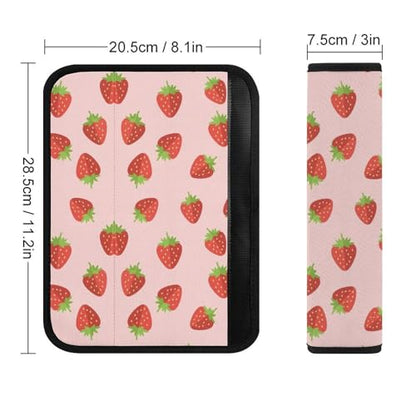 2 Piece Pink Cartoon Strawberry Car Seat Straps Shoulder Pads Universal Fit Automotive Seat Belt Protector for Kids, Car Seats Pushchair Strollers High Chair Pushchair - color: Pattern 831