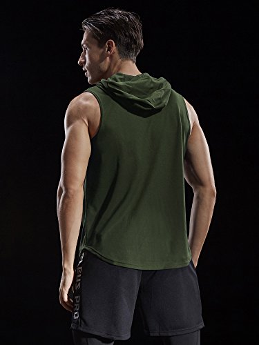 NELEUS Dry Fit Workout Athletic Muscle Tank Top Running Shirts with Hoods - color: 5036# 3 Pack:black,grey,olive Green, size: Large