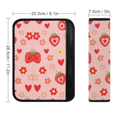 2 Pack Breathable Car Seat Straps Shoulder Pads for Elderly Support, All Vehicles, Cute Red Strawberry Pink Seat Belt Cushion, Neck and Shoulder Support - color: Pattern 1110