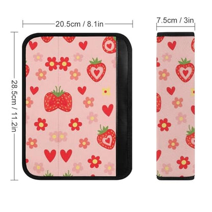 2 Pack Breathable Car Seat Straps Shoulder Pads for Elderly Support, All Vehicles, Cute Red Strawberry Pink Seat Belt Cushion, Neck and Shoulder Support - color: Pattern 1110