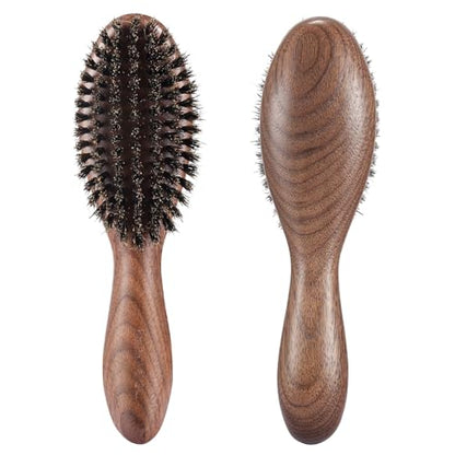 BESTOOL Hair Brush,Natural Walnut Wood & Boar Bristle Hair Brushes for Women Men and Kids to Enhance Shine and Texture,Slick Back Hairbrush for Thin,Fine and Medium Hair