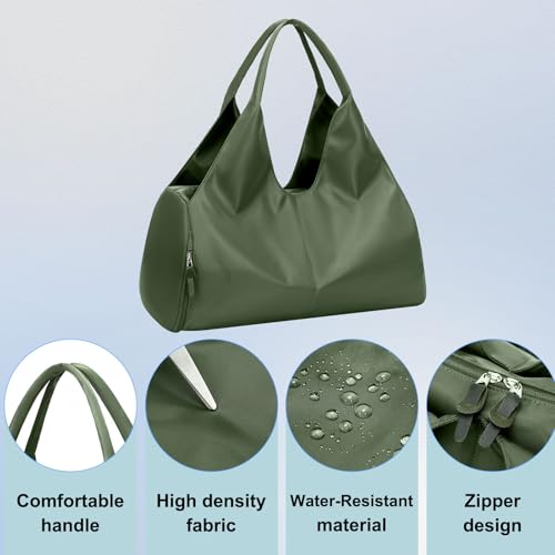 forestfish Yoga Gym Bag for Women with Shoes Compartment & Wet Dry Storage Pockets Lightweight Duffel Bag, Army Green - color: Army Green