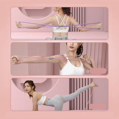 ANIS·KEAAR 3 Colors Figure 8 Resistance Band - Elastic Fitness Rope for Arm, Back, Shoulder & Full-Body Workouts and Foot, Leg, Hand Stretcher for Yoga, Pilates, Physical Therapy & Home Gym Exercise.