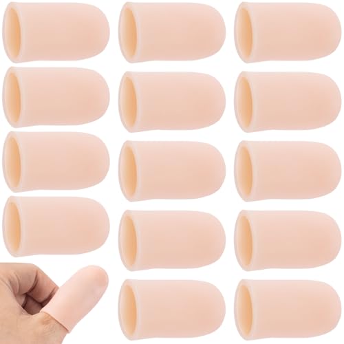 SmallCat 14PCS Silicone Finger Protectors, Gel Finger Support Cots, Short Fingertips Protection, Finger Sleeves, Short Thumb Guard for Finger Arthritis Cracking Pain Relief- Skin Color - color: Skin Color, 1.69 In, 14pcs