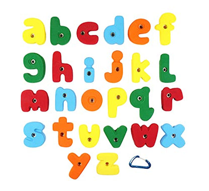 Atomik Rock Climbing Holds Medium Bolt-On Alphabet Set in Assorted Bright Tones