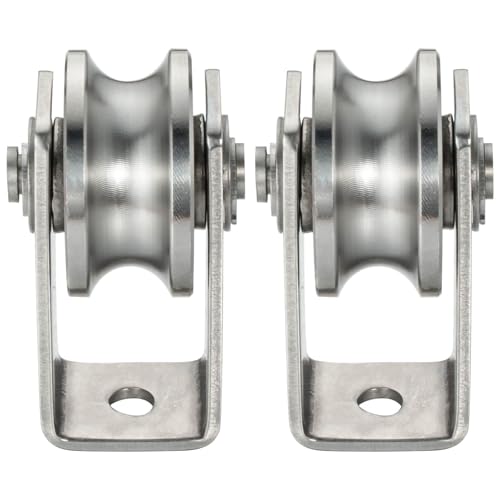Cable Pulley Wheel for Rope with Ball Bearing, Smooth No Noise, Wall Mounted Ceiling Fixed Wire Pulley for Pulley System Lifting, DIY Home Gym, Winch, 2 Pack