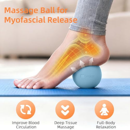 Massage Lacrosse Balls for Myofascial Release, Trigger Point Therapy | Foot Massage Ball to Relieve Plantar Fasciitis, Muscle Soreness - color: Blue