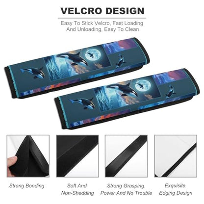 2PCS Ocean Whale Killer Whale Car Seat Belt Pad Breathable Shoulder Protector for Girls and Boys, Most Cars, Anti-Slip Pad - color: Pattern 352