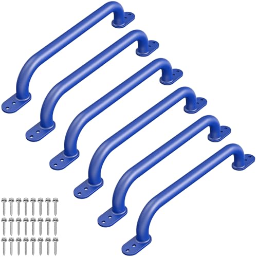 Dolibest 6 Pack 17-Inch Safety Handle, Heavy Duty Metal Safety Playground Handles, Indoor Monkey Bars, Playset Grab Handles for Kids Playhouse, Climbing Frame, Treehouse, Swing Set Accessories -Blue - color: D:Blue-17 Inch-6pcs